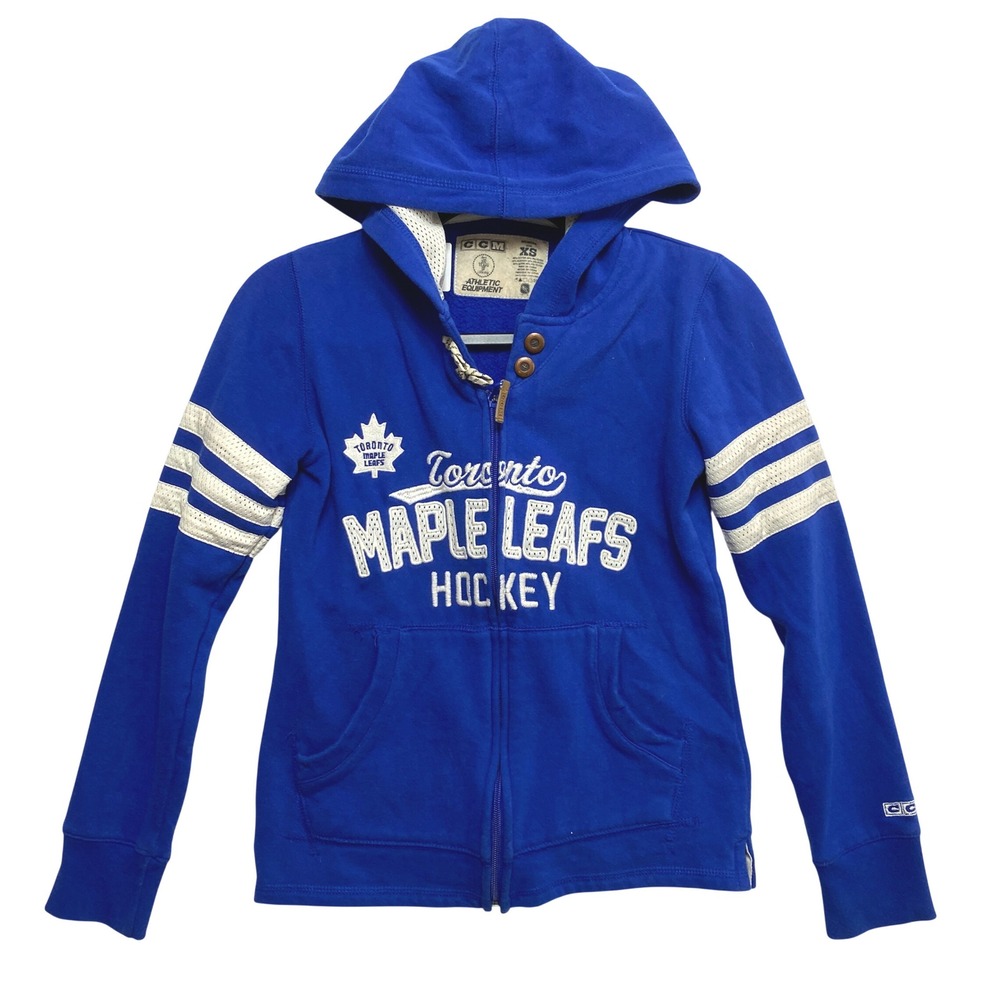CCM Toronto Maple Leafs Hoodie Womens XS Blue Hockey Full Zip Sweatshirt